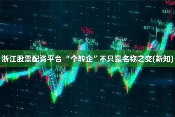 浙江股票配资平台 “个转企”不只是名称之变(新知)