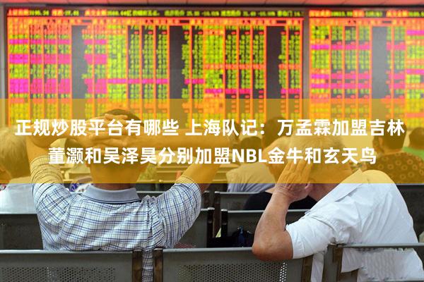 正规炒股平台有哪些 上海队记：万孟霖加盟吉林 董灏和吴泽昊分别加盟NBL金牛和玄天鸟